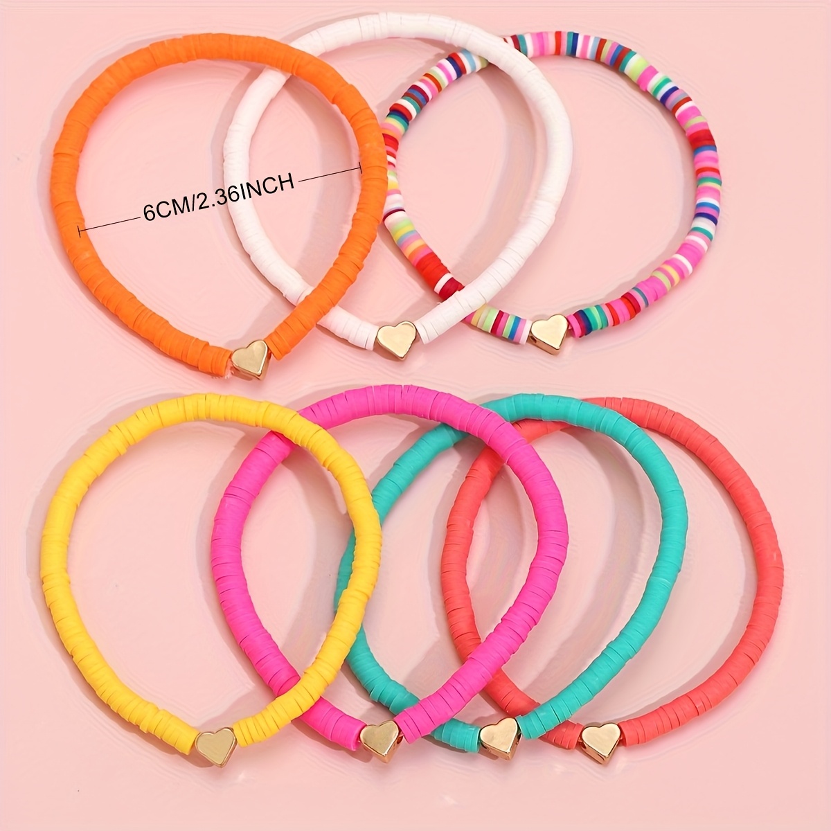 14pcs Women's Bohemian Rainbow Soft Clay CCB Bracelet Set